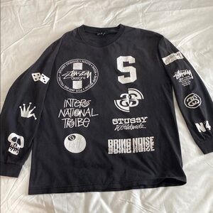 Men’s Stussy Black Graphic Long Sleeve Shirt